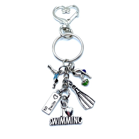 Swimming Keychain Bag Charm Swimmer May Be Personalized - Picture 1 of 8